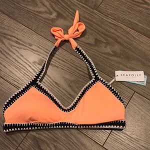 SEAFOLLY brand new orange bikini top - embroidery